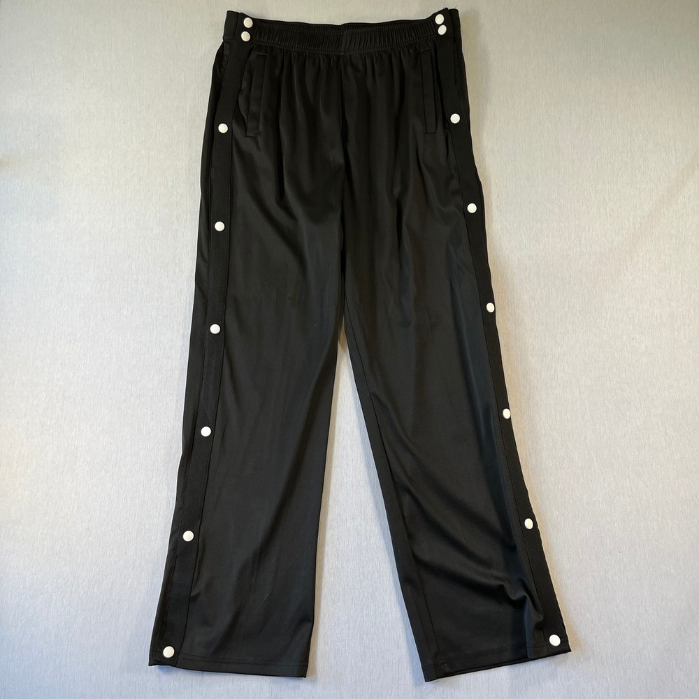 Deyeek Mens Large Snap Button Black Tear Away Track Pants Rehab Training
